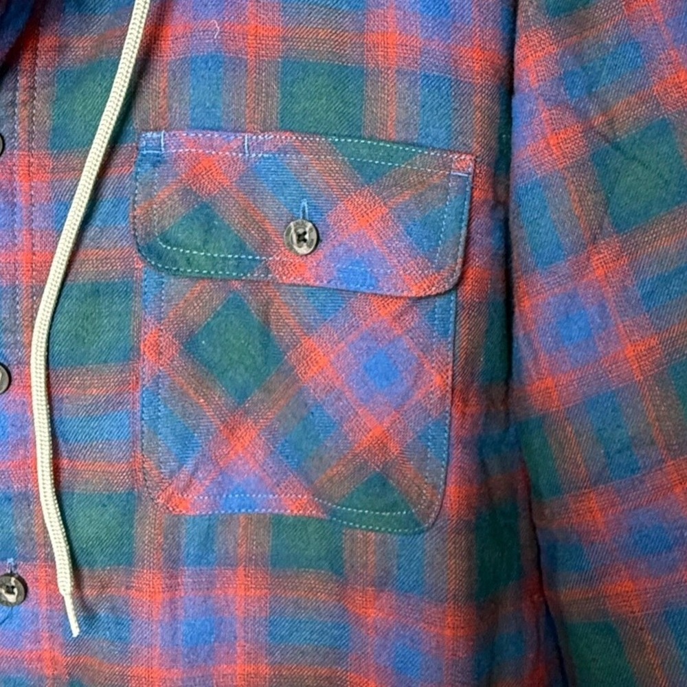 Wrangler Authentics Mens XL Quilted Lined Flannel Hooded Shirt Jacket Plaid NWT - Picture 8 of 16